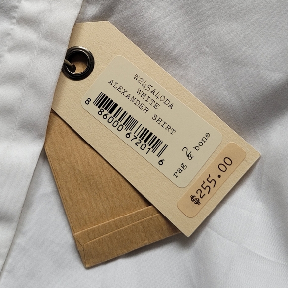NWT rag & bone White Cotton Poplin Button-Down Shirt Sz XXS - Picture 4 of 6
